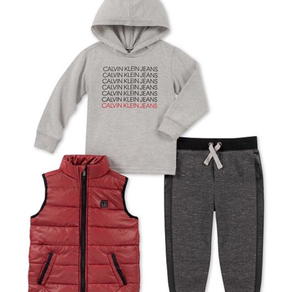 Calvin Klein 3 Pc Little Boys Vest Hoodie Joggers